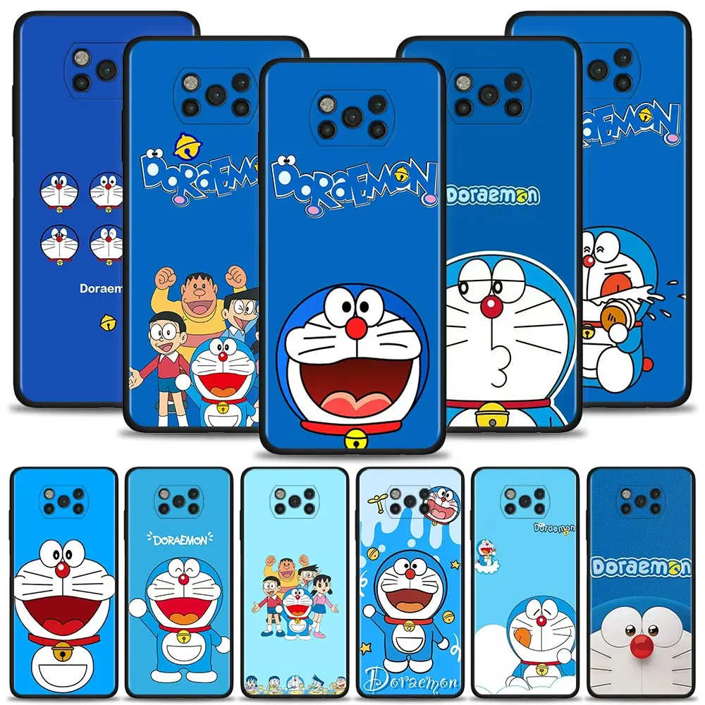 

Cover For Xiaomi Poco X3 NFC M3 M4 Pro Case for Mi 12 Pro 12X 11 10T Note 10 A2 Lite 9 SE 9T Blue Color Cartoon Doraemon