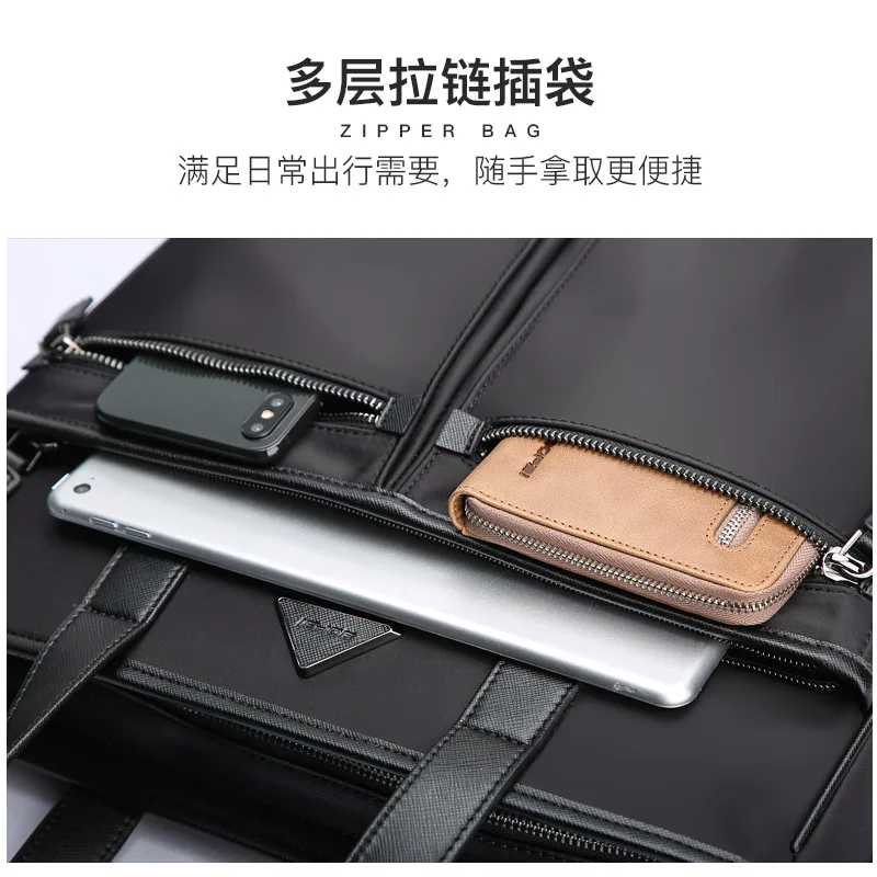 Business handbag man's large-capacity nylon one-shoulder messenger bag simple computer briefcase pasta executiva masculina bolsa