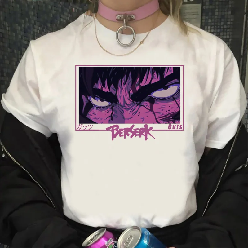 

Белая мужская футболка с рисунком берзер, забавная футболка с японским аниме, одежда с графикой