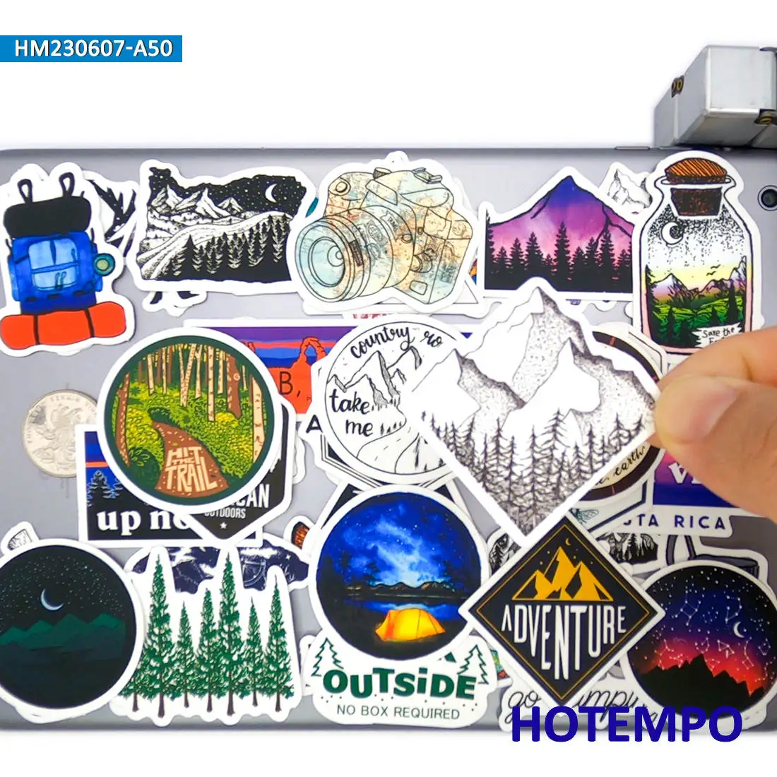 

20/30/50Pieces Hiking Style Outdoor Camping Travel Adventures Funny Stickers for Scrapbook Luggage Bike Car Phone Laptop Sticker