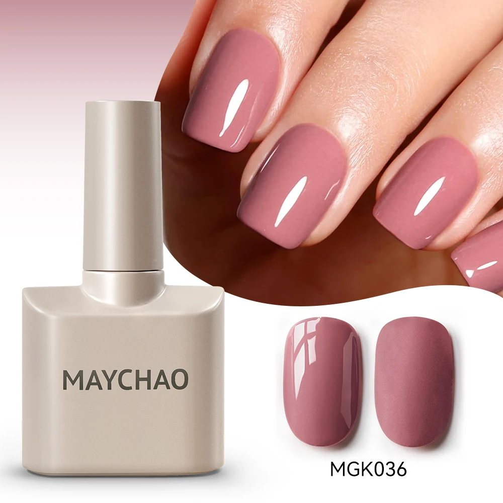 MAYCHAO Dusky Pink Gel Nail Polish 12ml Glossy Semi Permanent Soak Off UV LED Frosted Nails Painting Varnish