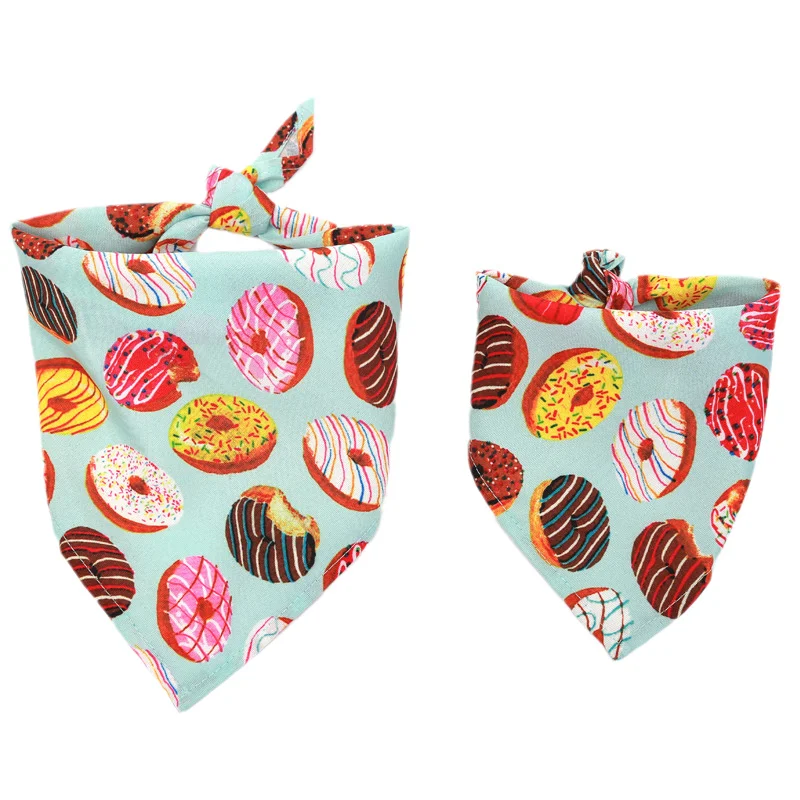 

Мягкие уютные банданы для собак и кошек, аксессуары для домашних животных, пончик с фруктовым принтом, треугольный шарф для питомцев, бандан...