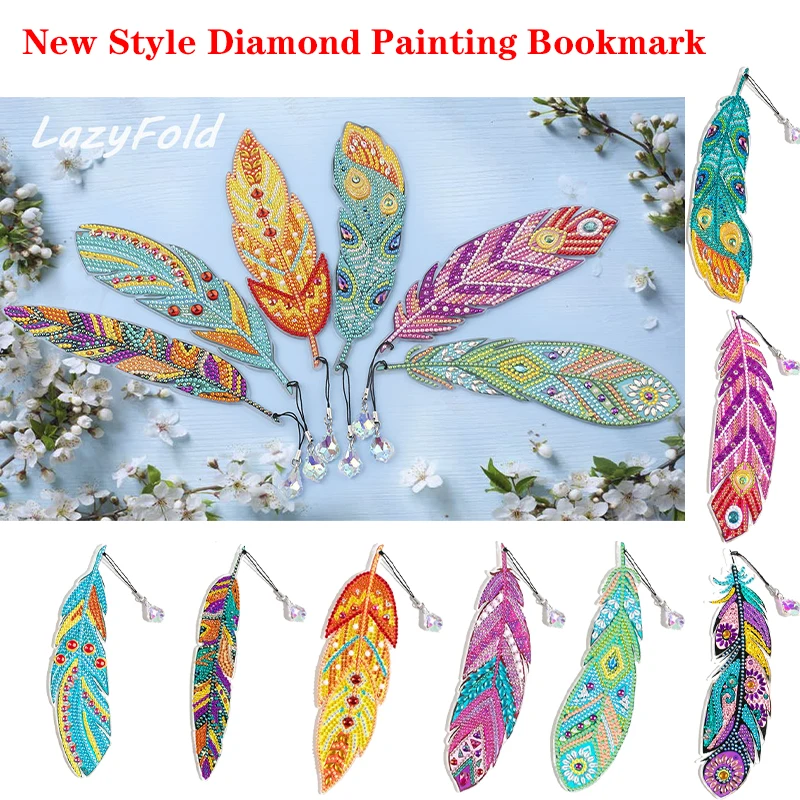 

DIY Diamond Painting Feather Shape Bookmark Special Shape Drill Mosaic book mark Embroidery Cross Stitch kit Gift Handicrafts