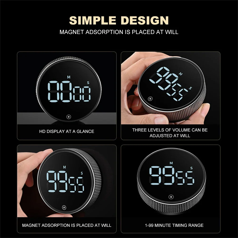 

Countdown Rotary Self Visual Magnetic Kitchen Electronic Regulating Reminder Timer Led Stopwatch Mute Suction Movement Reminder