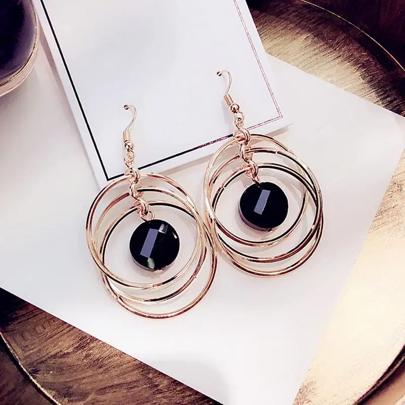 

Bohemian Style Statement Multi Circles Large Hoop Dangle Drop Geometric Earrings Women Fashion Jewelry Christmas Gifts