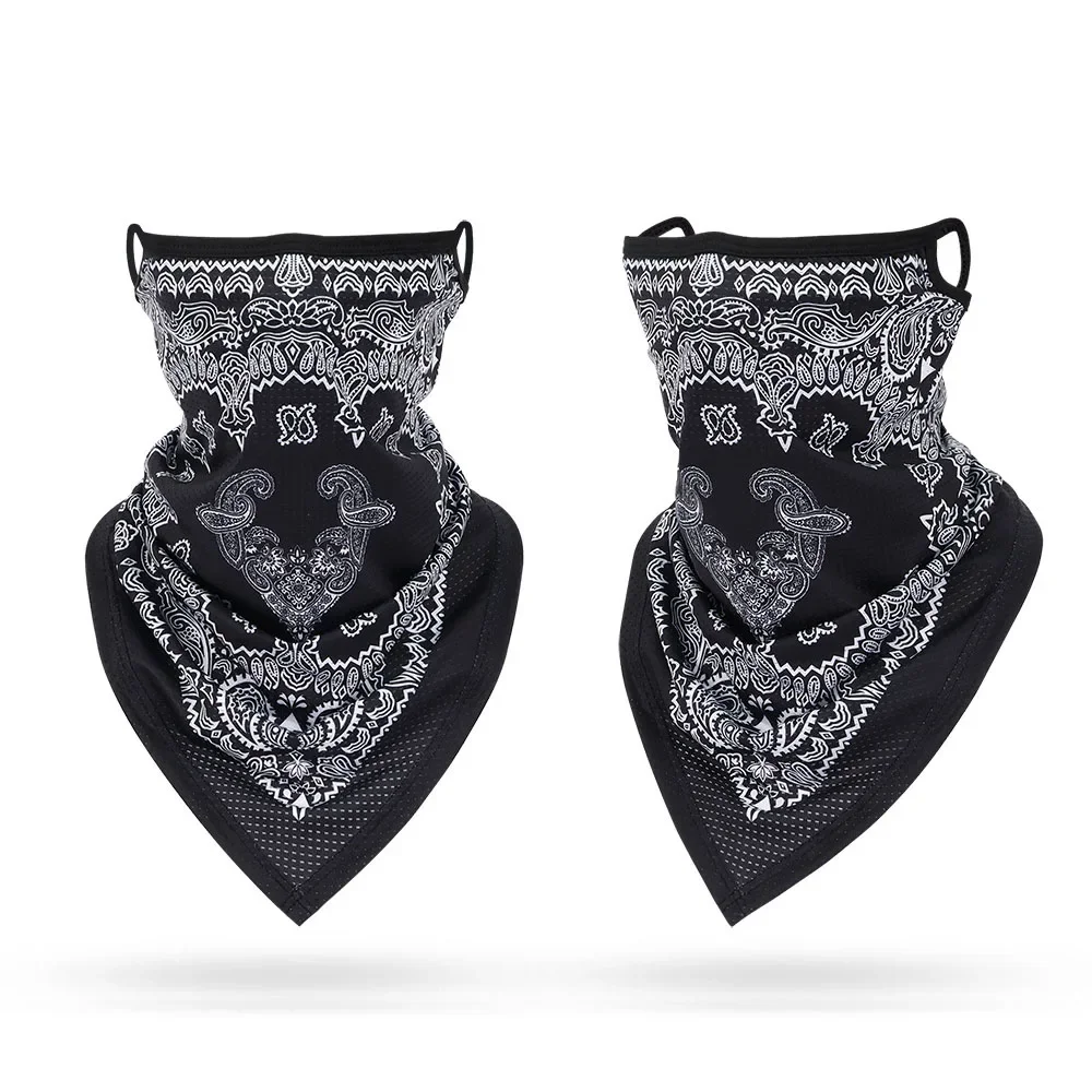 Многофункциональная Бандана с петлями для ушей, черная и белая маска, дышащая, для езды на мотоцикле и велосипеде, чехол для лица, искусственная Защита от УФ-лучей, на шею