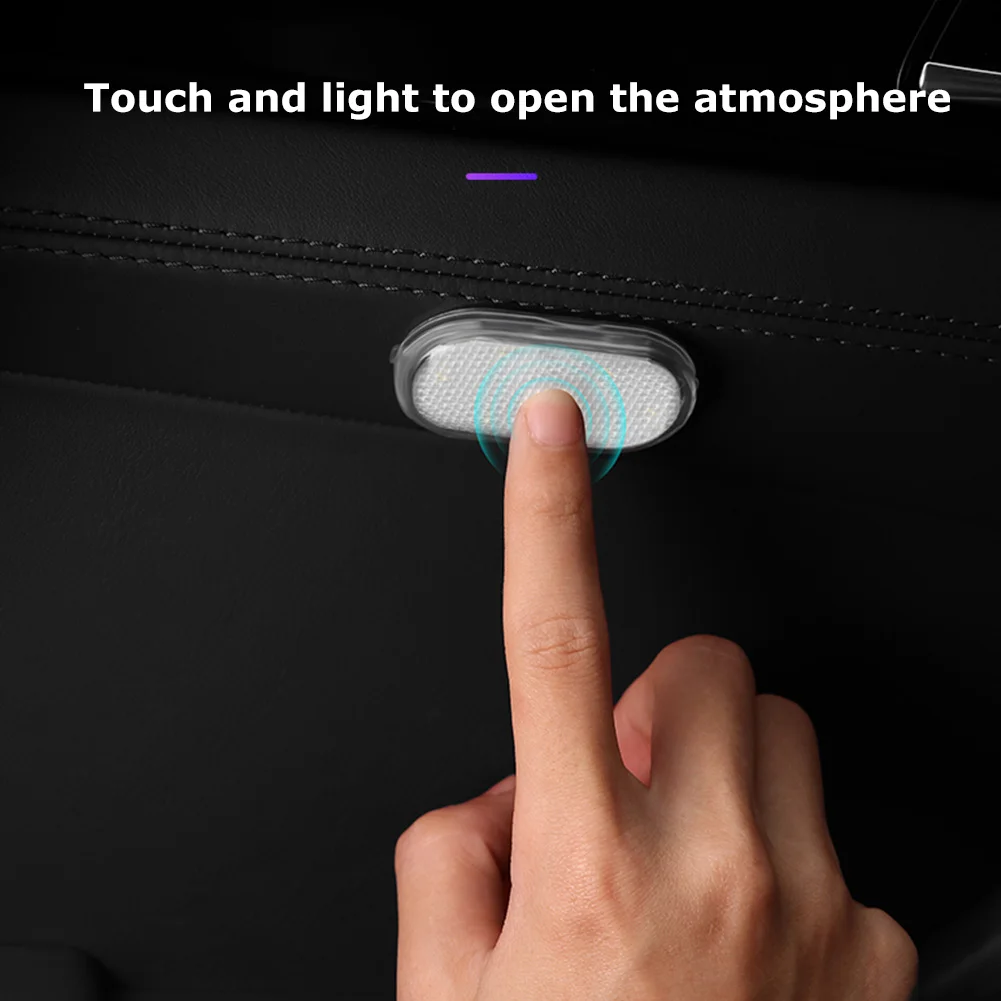 

5V USB Rechargeable Car LED Touch Night Lights Wireless Interior Auto Roof Ceiling Reading Lamps for Door Foot Trunk Storage Box
