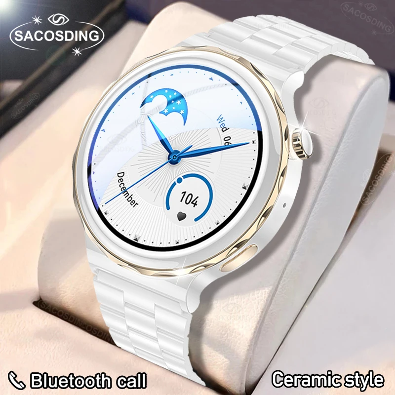 

SACOSDING Fashion Women Smart Watch 390*390 HD Screen Bluetooth Call Watches Heart Rate Blood Pressure Sleep Monitor Smartwatch