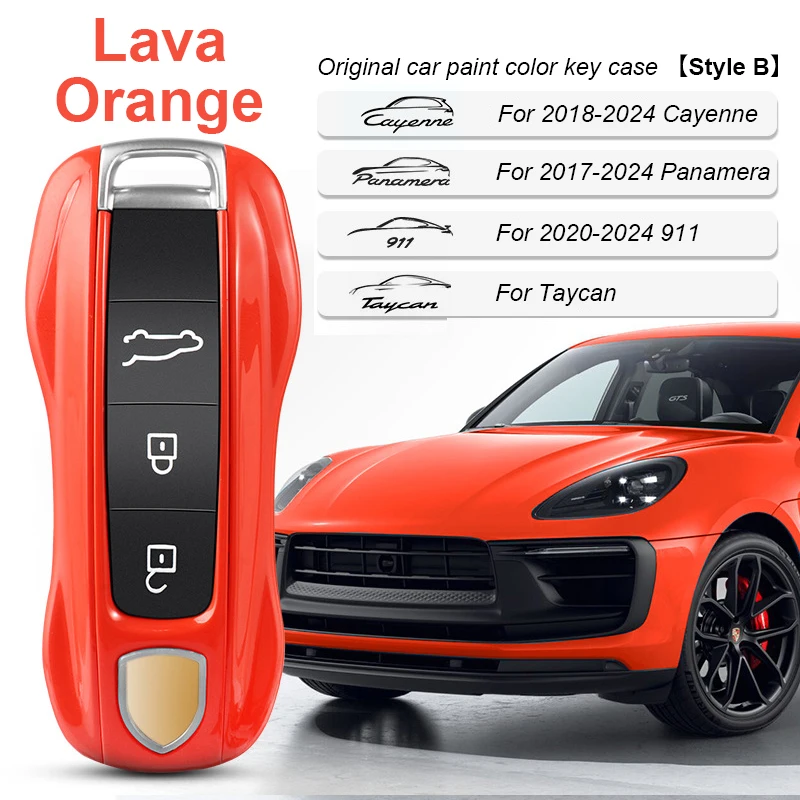 Чехол для автомобильного ключа с краской бордо, сменный корпус для Porsche Cayenne Mancan Panamera 911 718, Boxster Cayman Taycan 2010-2024