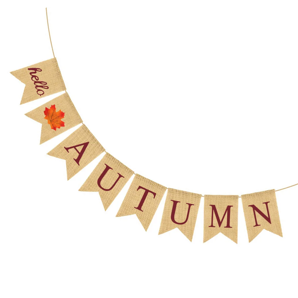 

Banner Fall Thanksgiving Bunting Harvest Flag Day Hanging Decoration Garland Rustic Happy Autumn Burlap Party Sign Mantel