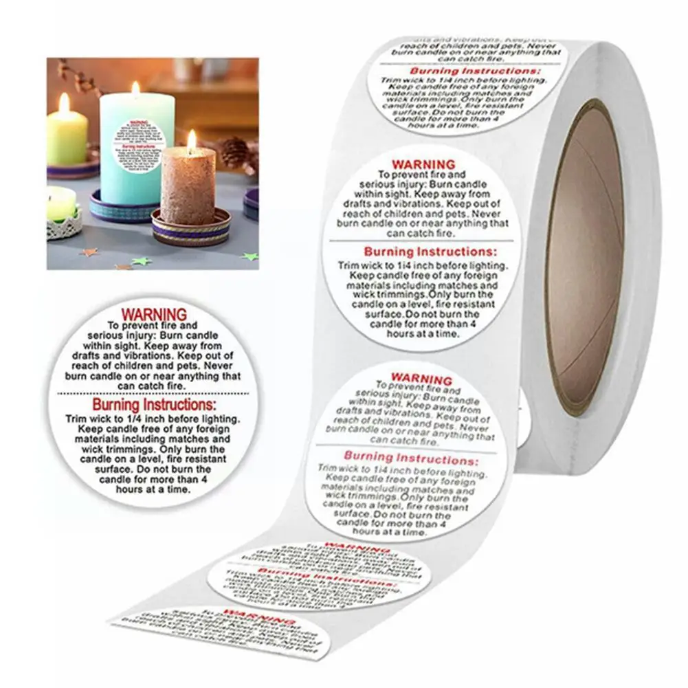 

500 Stickers Warning Labels For Scented Candles Round Warning Stickers Stickers Waterproof Wax Melt Labels R9x5