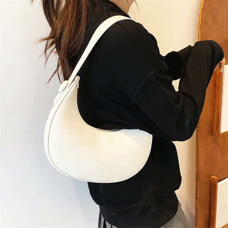 

Solid Color Fashion Shoulder Bag for Women PU Leather Trend Versatile Handbags Underarm Bags Lady Sweet Tote with Zipper