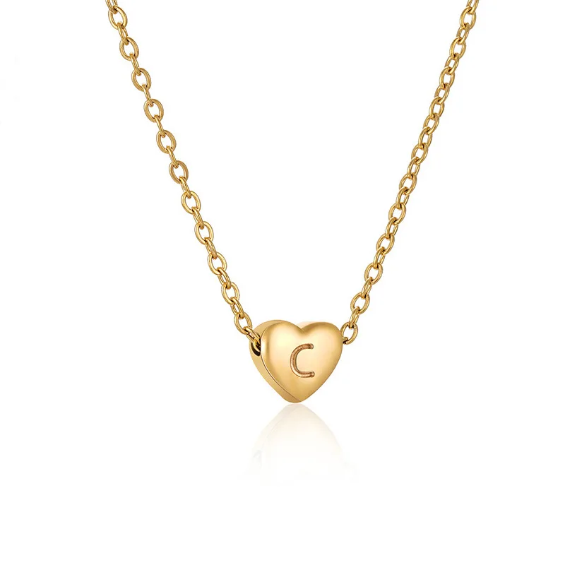 

New Gold Initial Necklace 18K Gold Plated Heart Necklace Simple And Lovely Charm Pendant Birthday Gift For Women Fine Jewelry