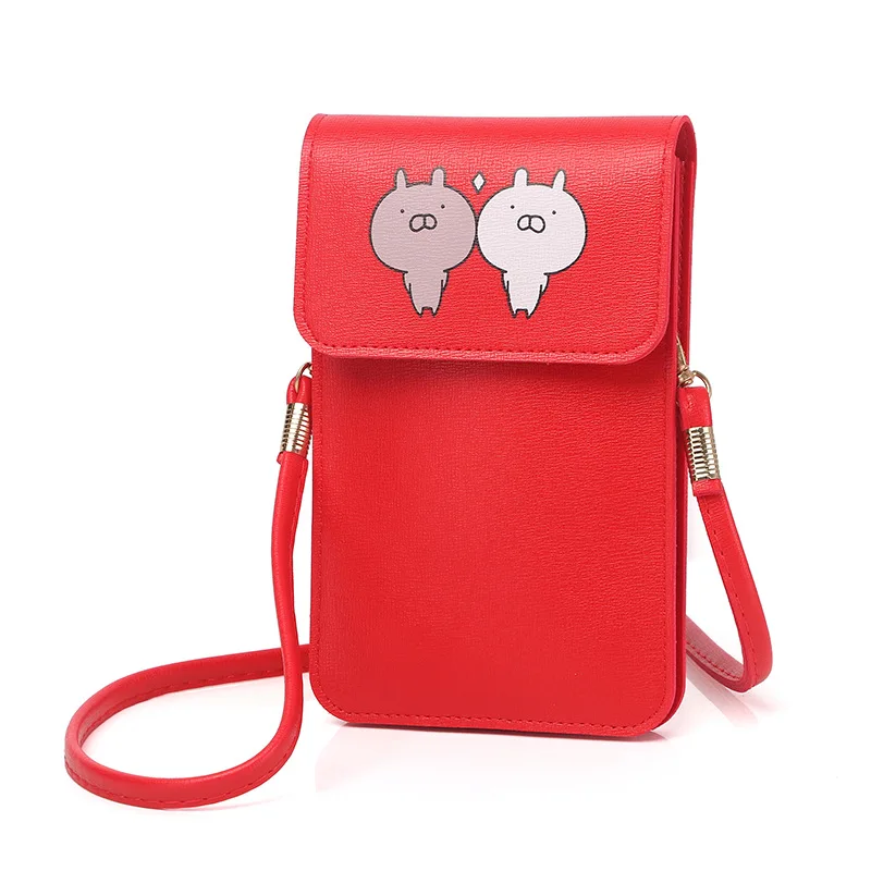 

2022 New Mini Women Crossbody Bags Cute Cartoon Prints Shoulder Bag Coin Purse For Girls Touchable Double Layer Cell Phone Bags