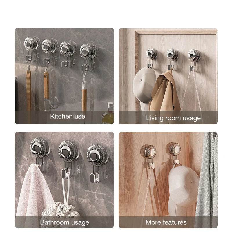 Вращающийся крючок на присоске прочный вакуумный клейкий несущий и бесследный