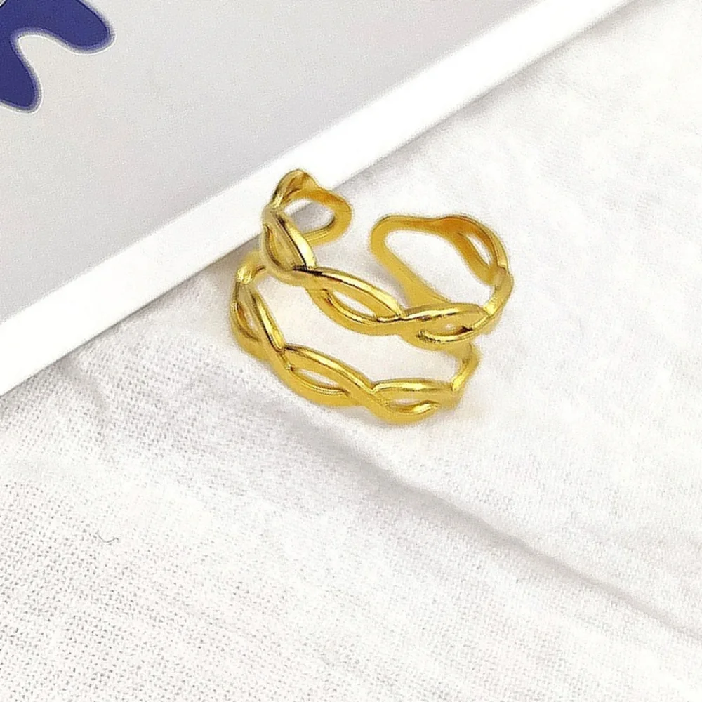 

Personality Mens Intersecting Vines Open Rings Stainless Steel for Women Adjustable Rings Jewelry Holiday Party Gifts Wholesale