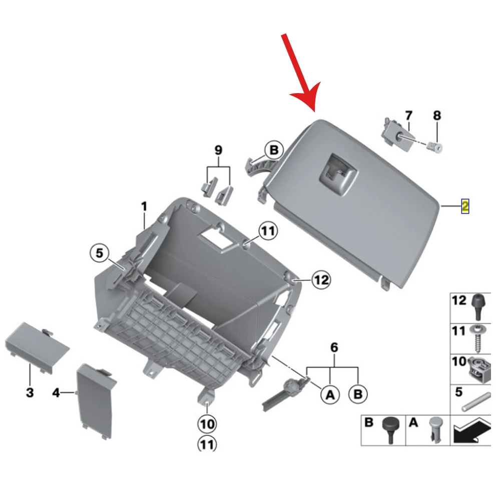 

Черная крышка для перчаток для BMW 51166839000-2011 X3 X4 F25 F26