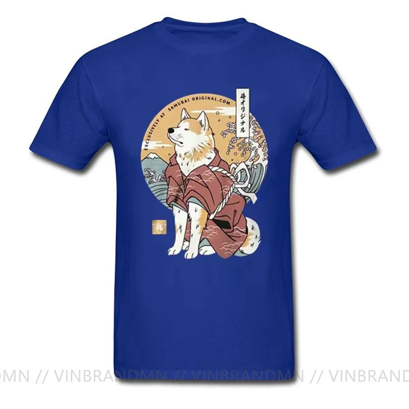 Футболка мужская с японским аниме мультяшный Самурай воин Сиба-ину Акита самурая