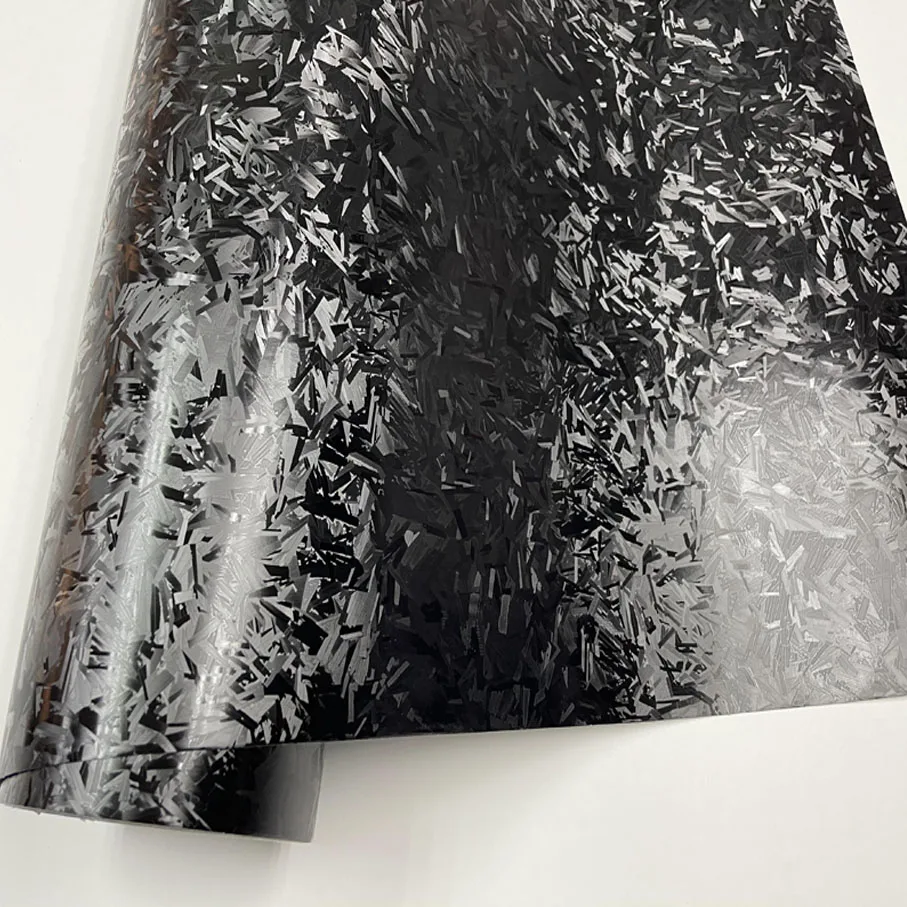 Новое поступление сатиновая черная кованая виниловая обертка из углеродного