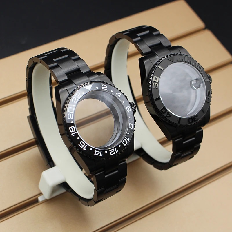 Black 40mm Watches Case Stainless Steel Watchband Mod Parts For Submariner NH35 NH36 Miyota 8215 Eta 2824 Movement 28.5mm Dial