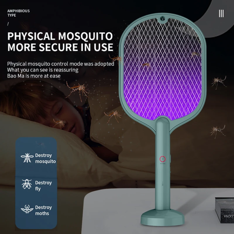

2In1 Mosquito Killer Lamp Electric Shock Mosquito Swatter USB Rechargble Bug Zapper Intelligent MosquitoTrap Household Bedroom