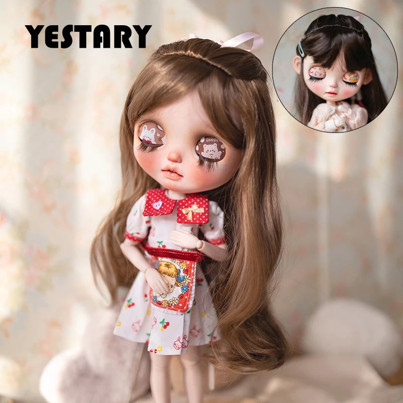 

YESTARY BJD Doll Wig For Blythe Size Dolls Accessories Wig Toy Tress For Dolls Faux Mohair Brown Curly Hair Wigs For Girls Dolls