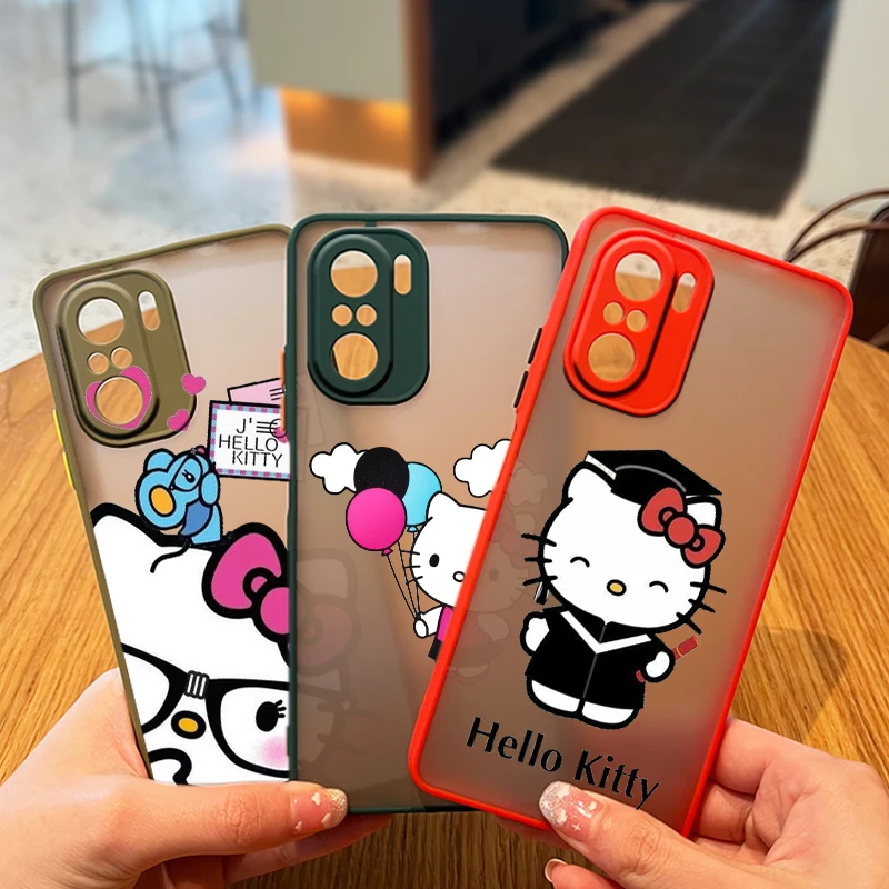 

Anime HelloKitty Girl For Xiaomi Redmi 10 9 9A 9C 9AT 8 8A 7 7A 6 6A Plus 4X 2022 Frosted Translucent Hard Phone Case Cover Capa