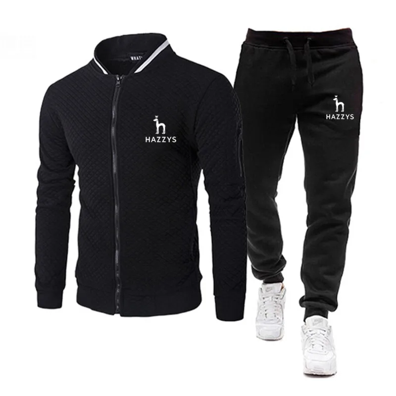 2022 New HAZZYS Print Plaid Jacket Suit High Quality Men's Sports Casual Fashion Jacket Zipper Shirt