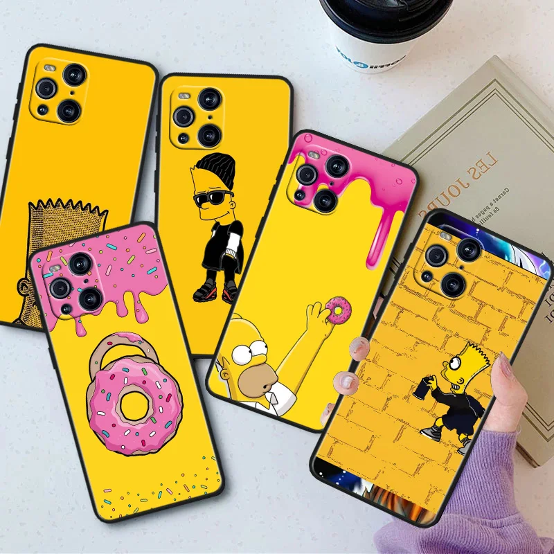 

Anime Simpsons Phone Case For OPPO Find X5 X3 X2 K10 F21S F21 F9 F7 F5 Neo Pro Lite Black Silicone Soft Cover