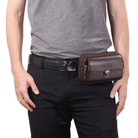 men leather cowhide vintage hip bum belt pouch fanny pack waist wallet purse travel sling chest bag