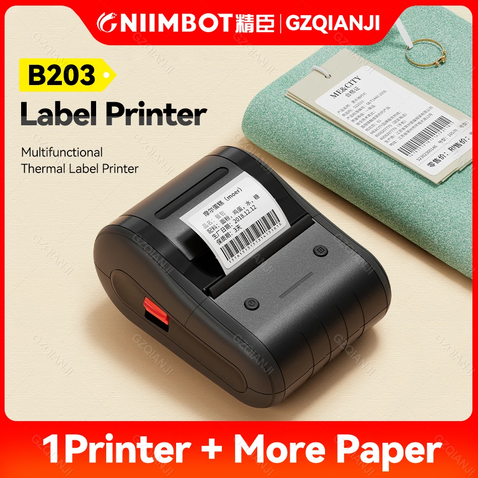 

20-50mm Thermal Label Printer Plus Paper Rolls Multifunctional Mini Adhensive Hand Barcode Sticker Maker Niimbot B203 same B21