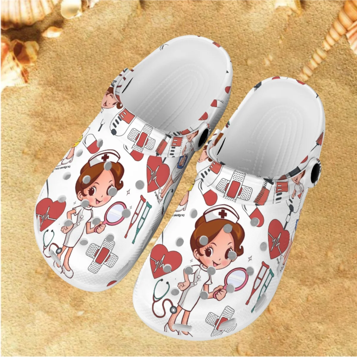 

Симпатичные медицинские тапочки Kawaii с принтом медсестры, Женская докторская Нескользящая медицинская обувь, дышащие пляжные сандалии для пар 2023