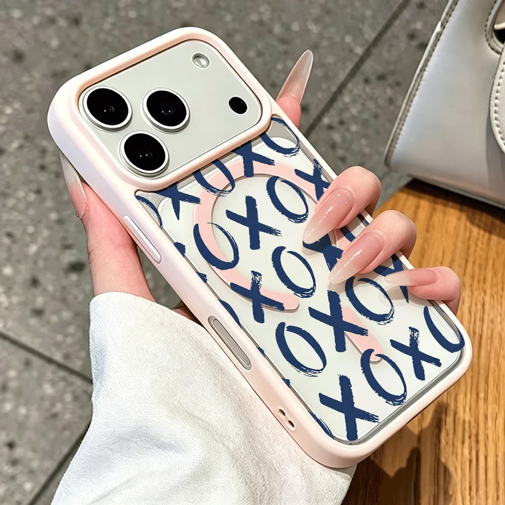Фото Чехол для телефона XOXO INS для Magesafe для iPhone AIR 17, 16, 15, 12, 13, 14 Pro Max, 15, 14, 16 Plus, 11, прозрачный акриловый чехол с беспроводной зарядкой №5