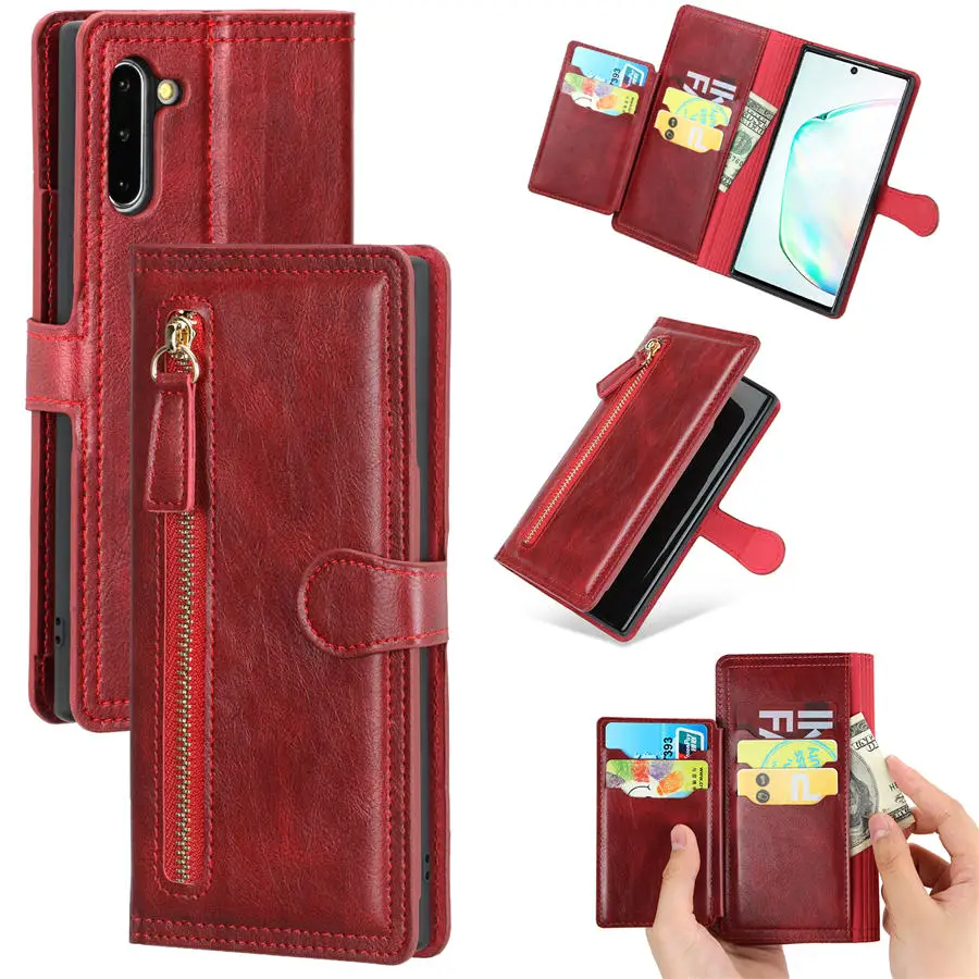 

Luxury Leather Zipper Wallet Case For Samsung Galaxy Note 10 Plus Flip Case for Galaxy Note 20 Ultra Shell Note 10 Plus+ Cover