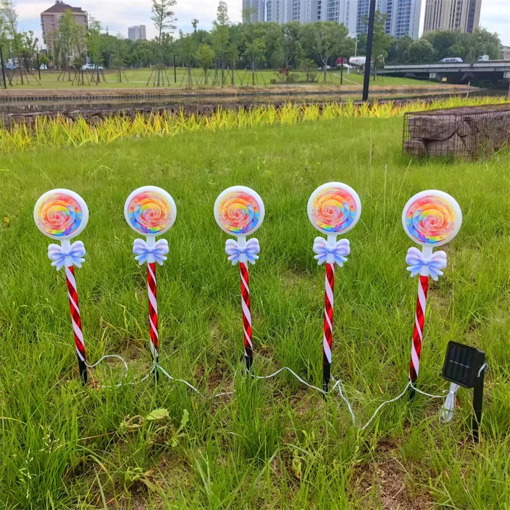 5 шт. солнечные фонари для газона уличный Рождественский лук леденец