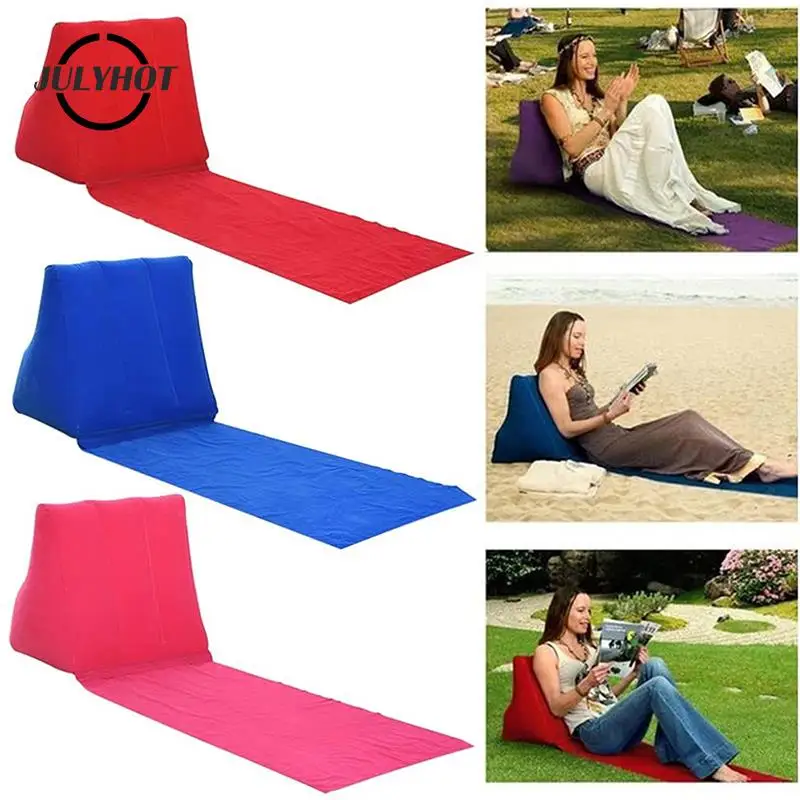 

Inflatable Beach Mat Camping Leisure Lounger Back Pillow Cushion Chair Seat Soft Air Bed Foldable Travel Mattress