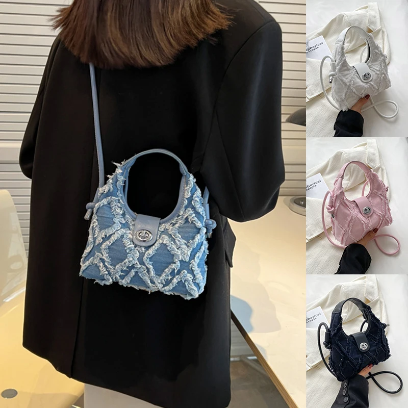 Canvas Shoulder Bags For Women Crossbody Messenger Bag Y2K High Quality Denim Tote Satchel Bags Luxury Handbags Designer Korean