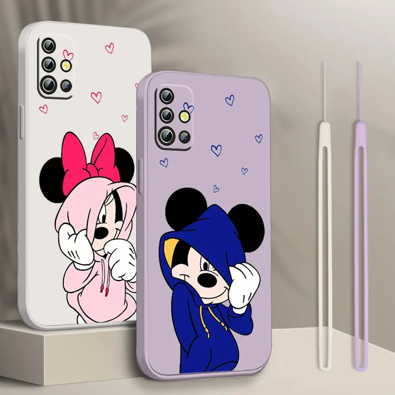 

Disney Mickey Mouse Phone Case For Samsung A01 A02 A03 A7 A10 A10S A11 A12 A13 A20 A21S A22 CORE 4G 5G Liquid Rope Soft Capa