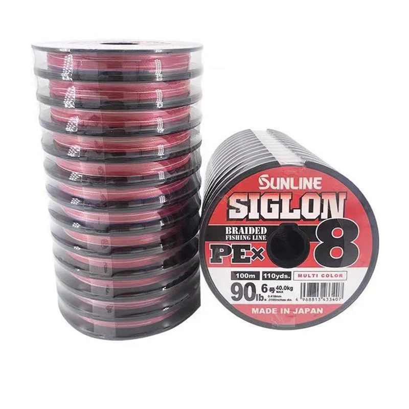 Японская оригинальная леска SUNLINE SIGLON, Полиэтиленовая леска для приманки, плетеная многоцветная рыболовная леска X8, плетеная леска 300 м, 600 м, 100 м в катушке