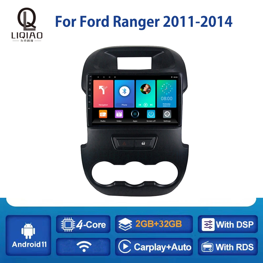 

Автомагнитола LIQIAO для Ford Ranger 2011 - 2014 Carplay Multimidia, видеоплеер с GPS-навигацией, камерой заднего вида, Bluetooth