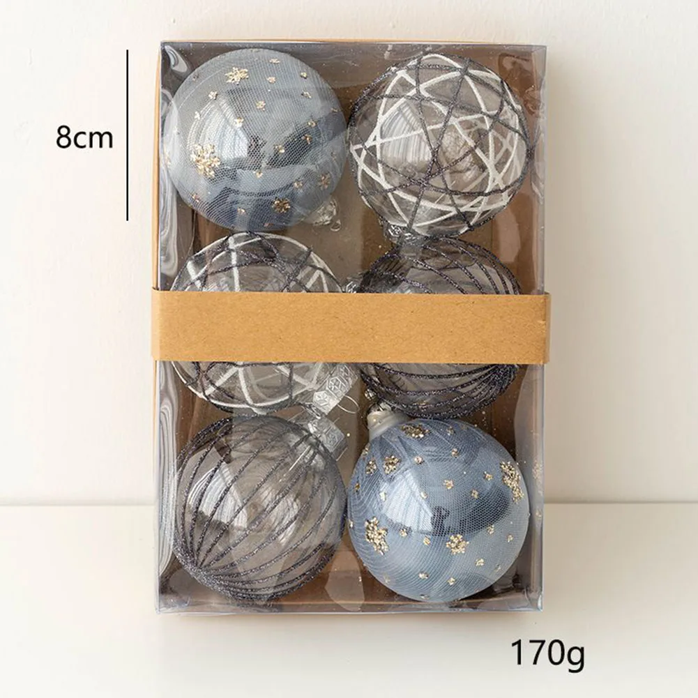 

6Pcs 8cm Christmas Ball Ornaments Xmas Tree Decorations For Home Wedding Party Decor Clear Painted Baubles Pendant New Year Gift