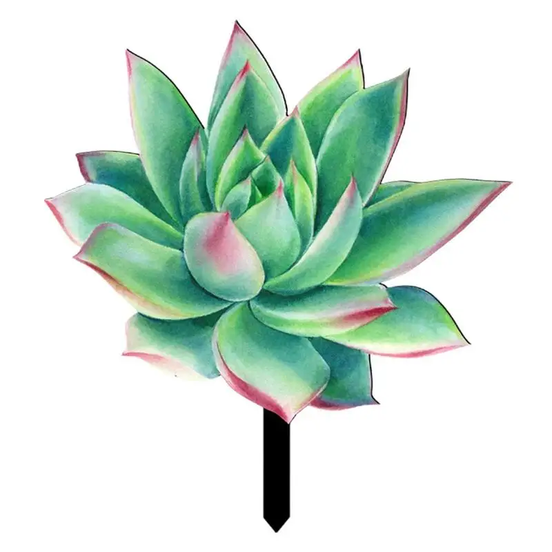 

Succulent Lawn Stakes Acrylic Flower Garden Stakes Rust-proof 2D Yard Decor Garden Silhouette Succulent Placard For Lawn Garden