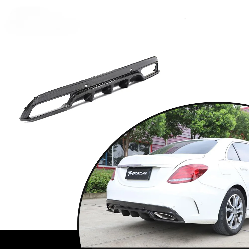 

High quality real carbon Rear Bumper Diffuser Lip For Mercedes W205 Sport C300 C43 AMG Sedan 2015-2019