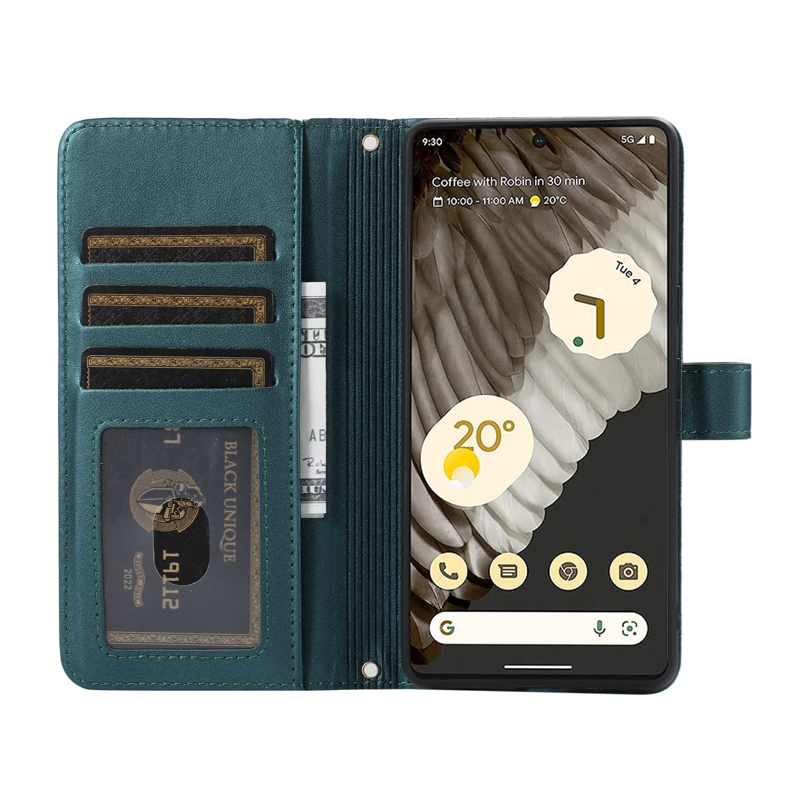 Кожаный чехол-кошелек на молнии для Google Pixel 8 Pro 7 7A 6 6A