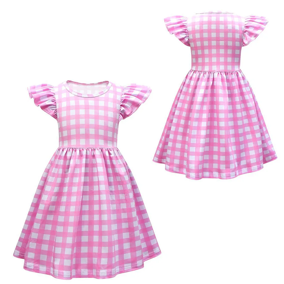 

Платье принцессы в клетку, с кулиской, для девочек