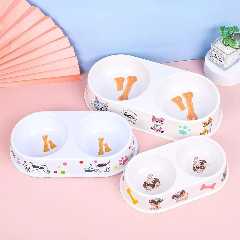 

Double Cat Bowl Dog Bowl Pet Feeding Cat Water Oval Bowl For Cats Food Pet Bowls For Dogs Feeder Product Supplies Random Style