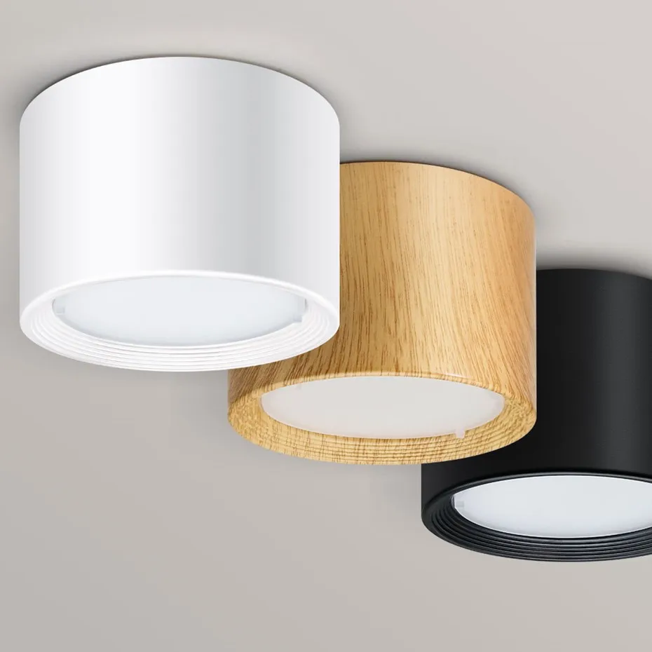 

5W 12W Nordic Wood Grain Downlights COB Modern Ceiling Light LED Bedroom Kitchen Spot Lamp Bar Clothing Stores Aisle Light