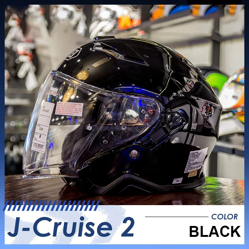 Open Face SHOEI J-Cruise II Adagio Black Motorcycle Helmet Riding Motocross Racing Motobike Helmet