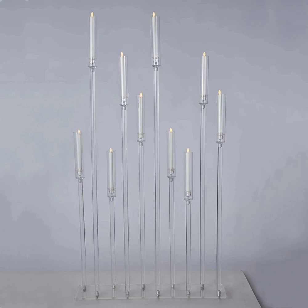

8pcs Acrylic Candlesticks 10 Heads All Clear Candle Holders Wedding Candelabra Table Centerpieces Holder Candelabrum For Party