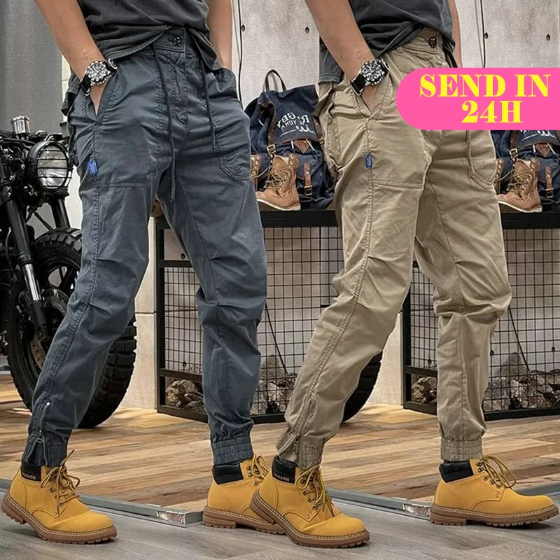 

Брюки-карго мужские тонкие, летние прямые брюки до щиколотки, стиль хип-хоп, облегающие, в японском стиле, повседневные джоггеры